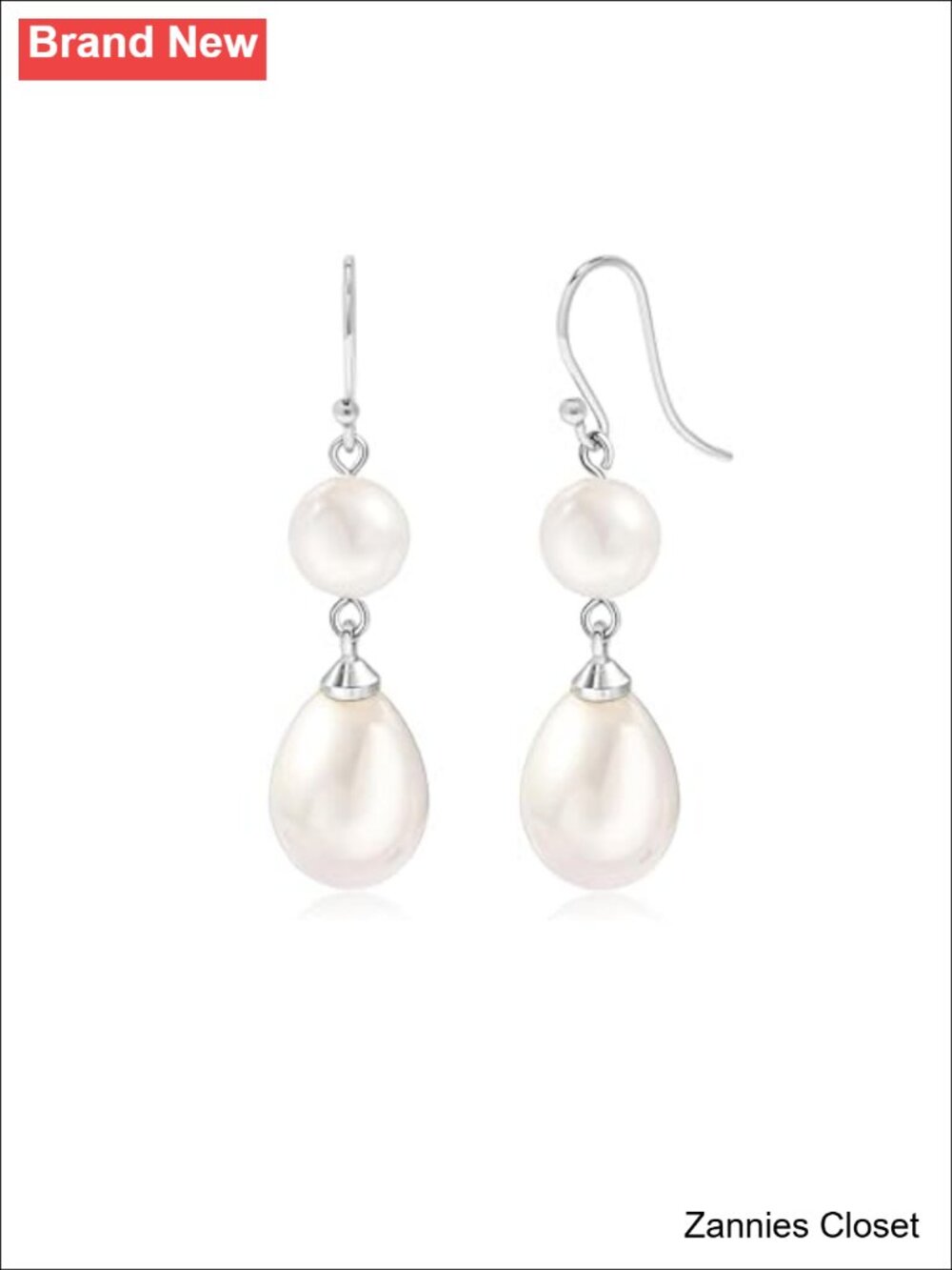 ✨ 14K Gold Plated Sterling Silver Pearl Dangle Drop Earrings Bridal Wedding Prom